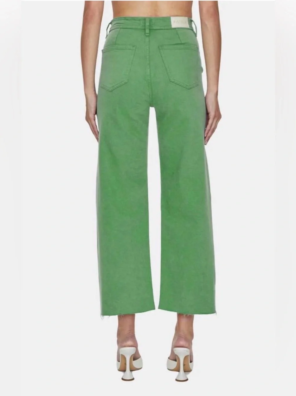 Pistola Penny Crop High Rise Wide Leg Jeans Avocado Green Size 28 Anthropologie - Picture 2 of 13